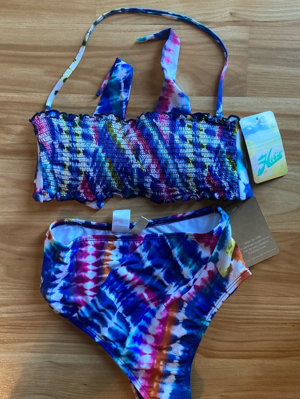 *NWT Hobie Girls' Tie-Dye Multi-Color “Firecracker” Two-Piece Swim Set 10